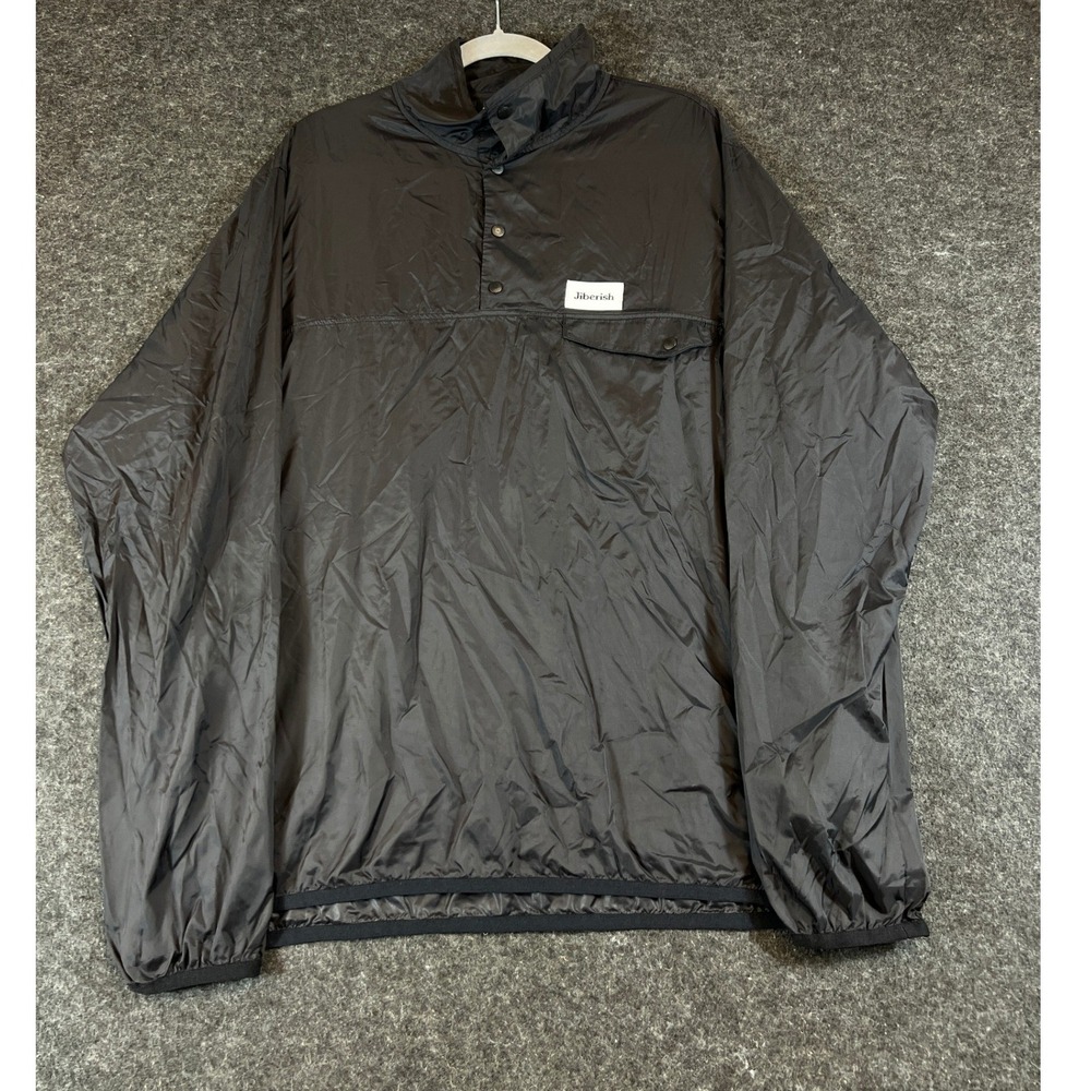 Jiberish Anorak Windbreaker Jacket Mens XL Black Pullover Lightweight Hiking